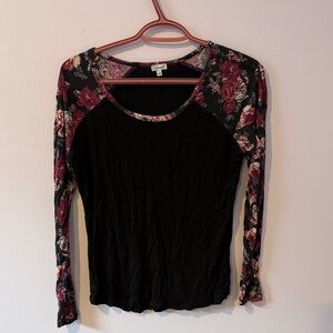 Long Sleeve Top with floral sleeves